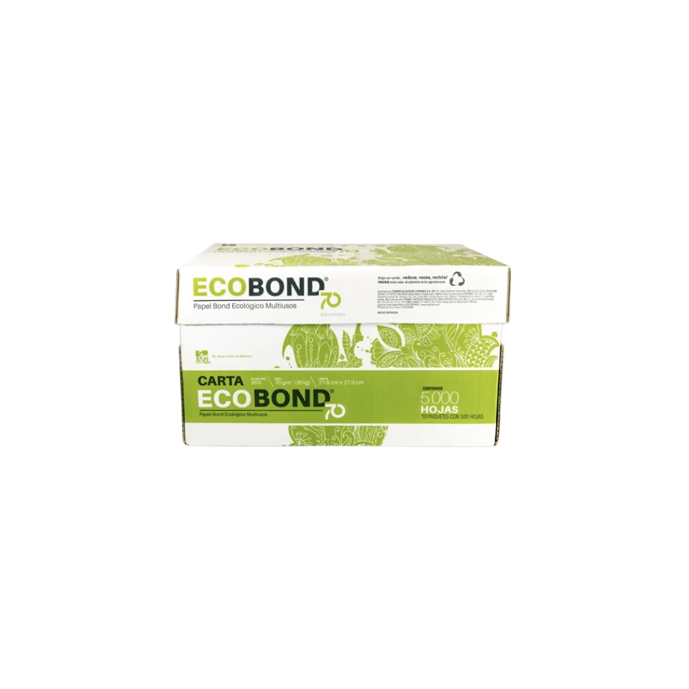 CAJA DE PAPEL BOND ECOLÓGICO BLANCO COPAMEX ECOBOND CARTA 5000 HOJAS 70GR/M2