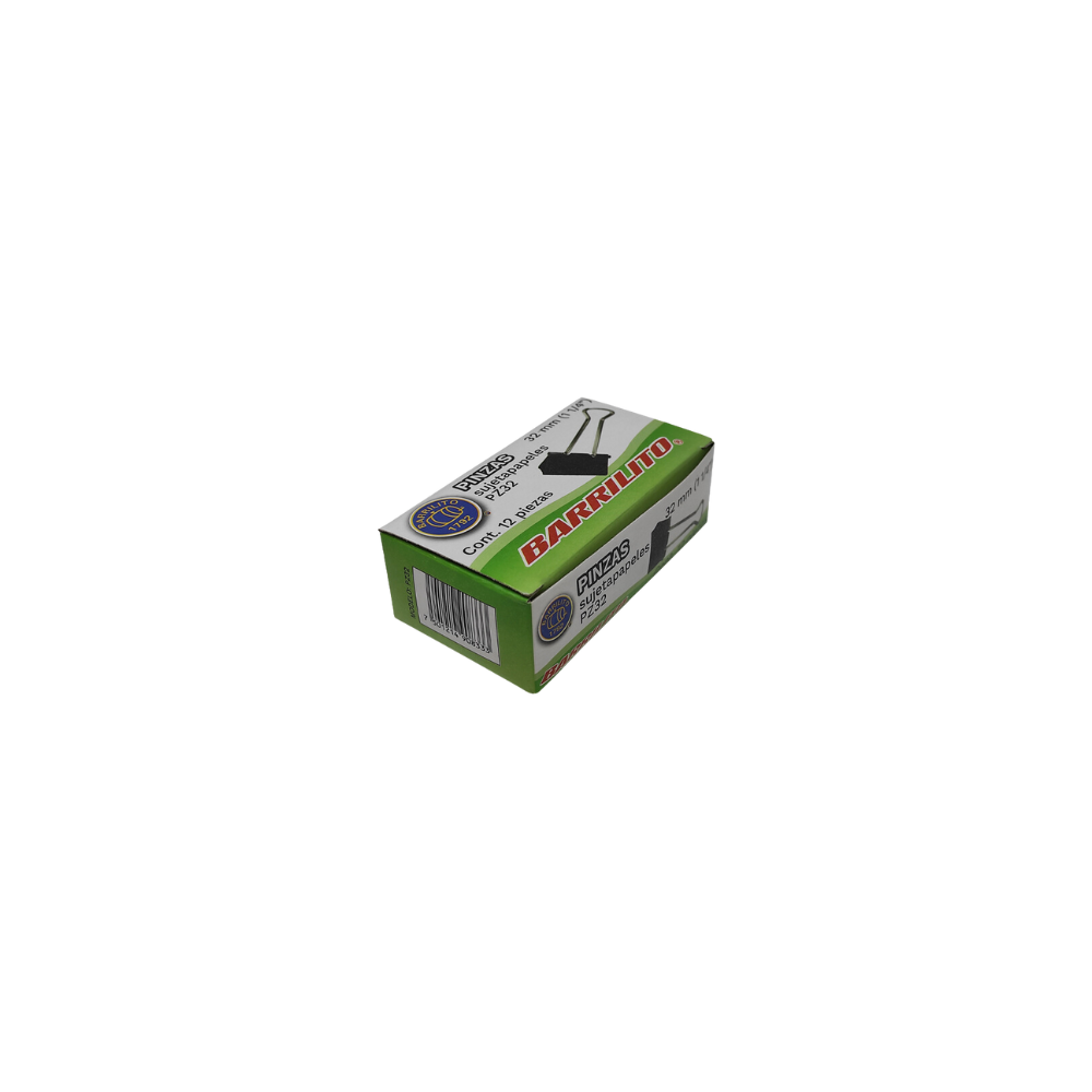 SUJETADOCUMENTOS MEDIANO BARRILITO CAPACIDAD DE HASTA 125 HOJAS CAJA CON 12 PIEZAS PZ32