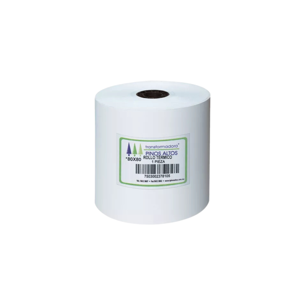 ROLLO PARA CALCULADORA TERMICO PINOS ALTOS BLANCO 80 MM X 80 MTS CAJA CON 50 PIEZAS RT8080