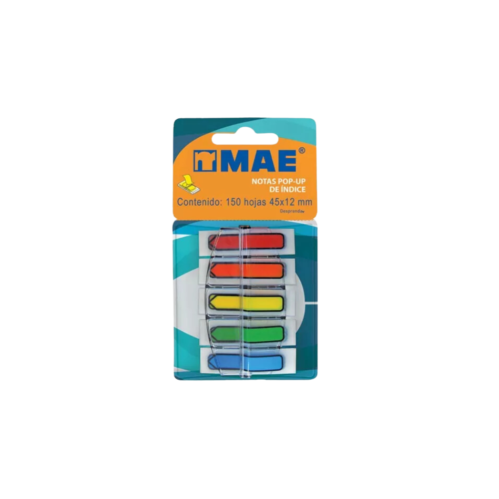 SEÑALADORES NEÓN MAE 5 COLORES MEDIDAS 45X12MM PAQUETE CON 150 SEÑALADORES 26003