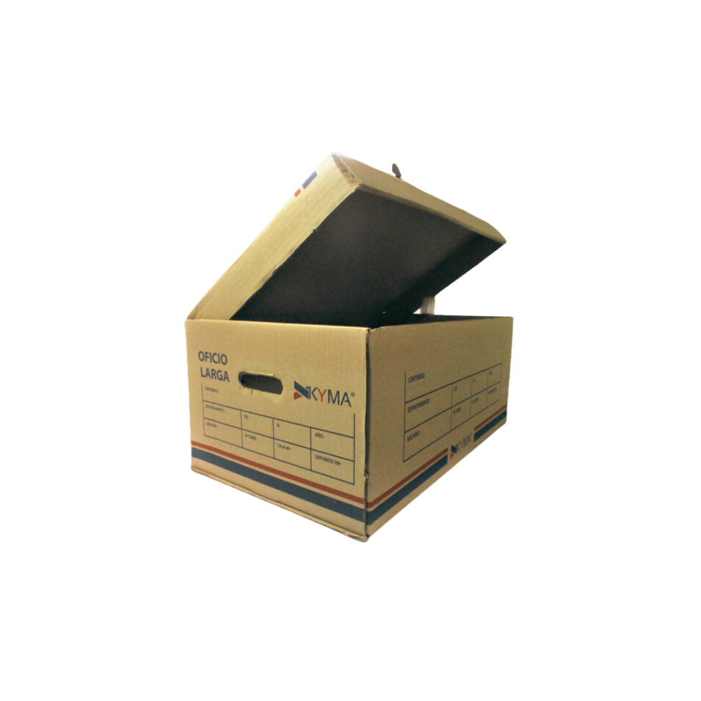 CAJA DE CARTÓN PARA ARCHIVO KYMA TAMAÑO OFICIO LARGA CON TAPA 1 PIEZA CJKY-CR-OL