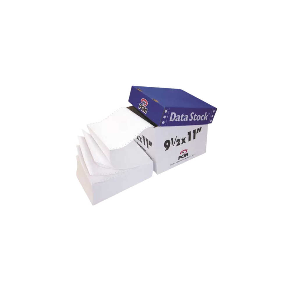 PAPEL STOCK BLANCO PCM DATA STOCK 9.5x11 PULGADAS CAJA CON 3000 FORMAS DS00113000B
