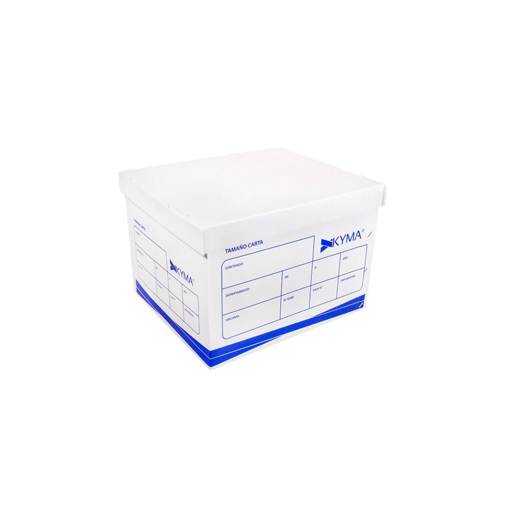CAJA CON TAPA PARA ARCHIVO KYMA TAMAÑO CARTA DE PLÁSTICO COLOR BLANCO 1 PIEZA CJKY-PL-CT