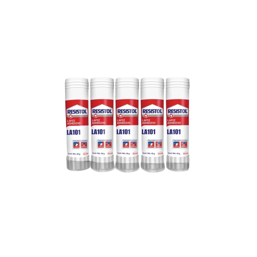 LÁPIZ ADHESIVO BLANCO MARCA RESISTOL BARRA DE 40GR PAQUETE CON 5 PIEZAS 2803767