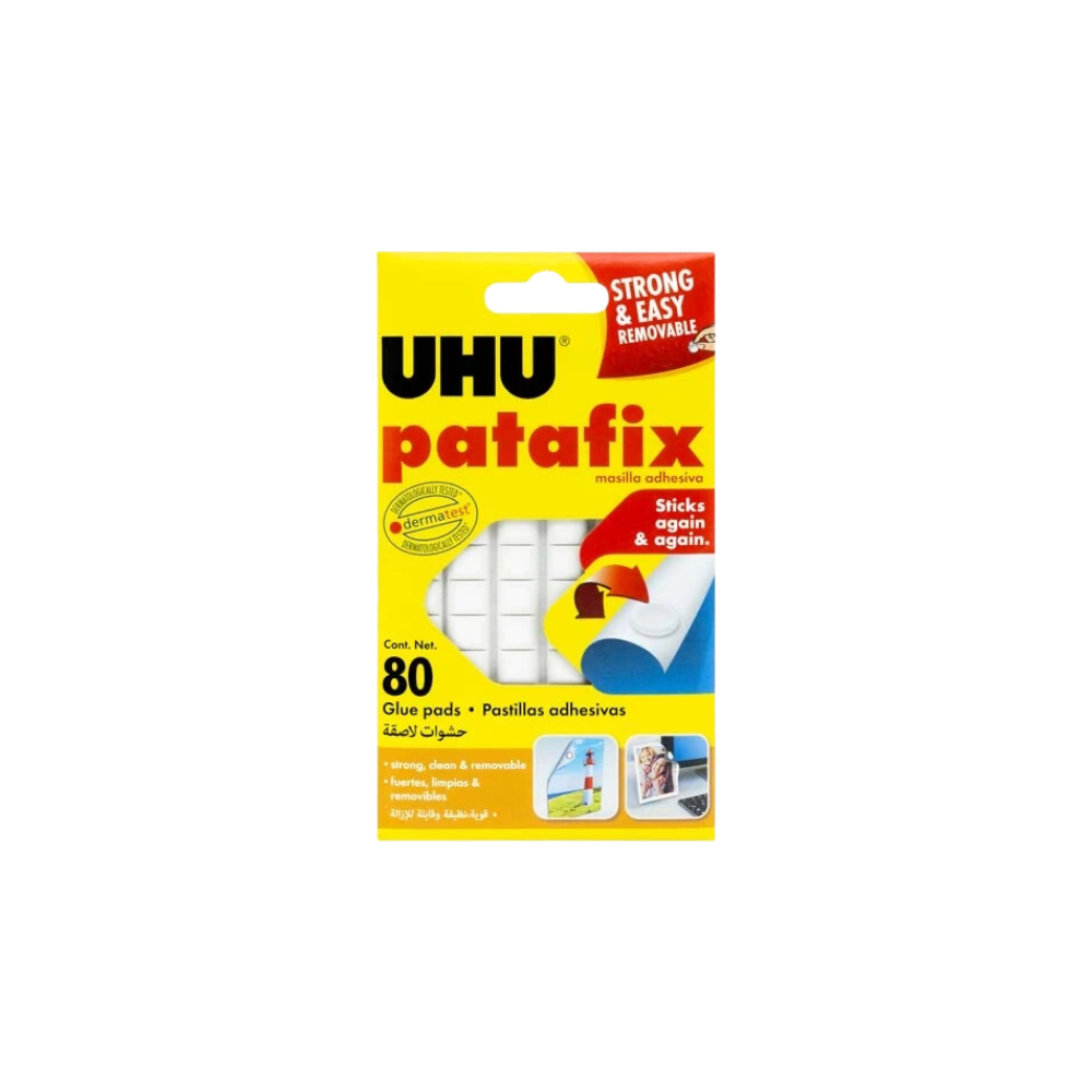 CUADROS ADHESIVOS REUSABLES MARCA UHU BLANCOS 80 PASTILLAS POR PAQUETE 9U 39125