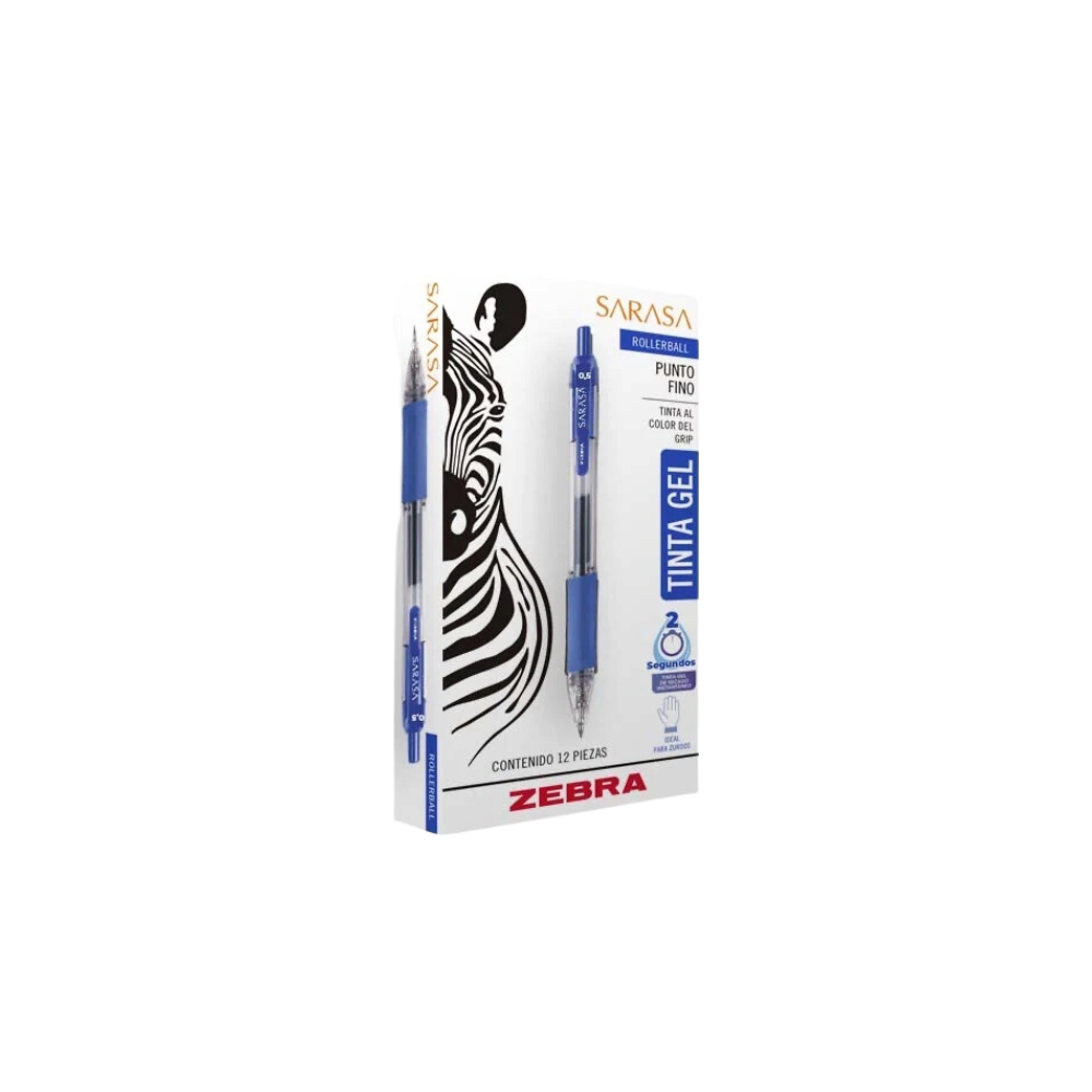BOLÍGRAFO ROLLER DE TINTA AZUL ZEBRA PUNTO FINO CAJA CON 12 PIEZAS 8851