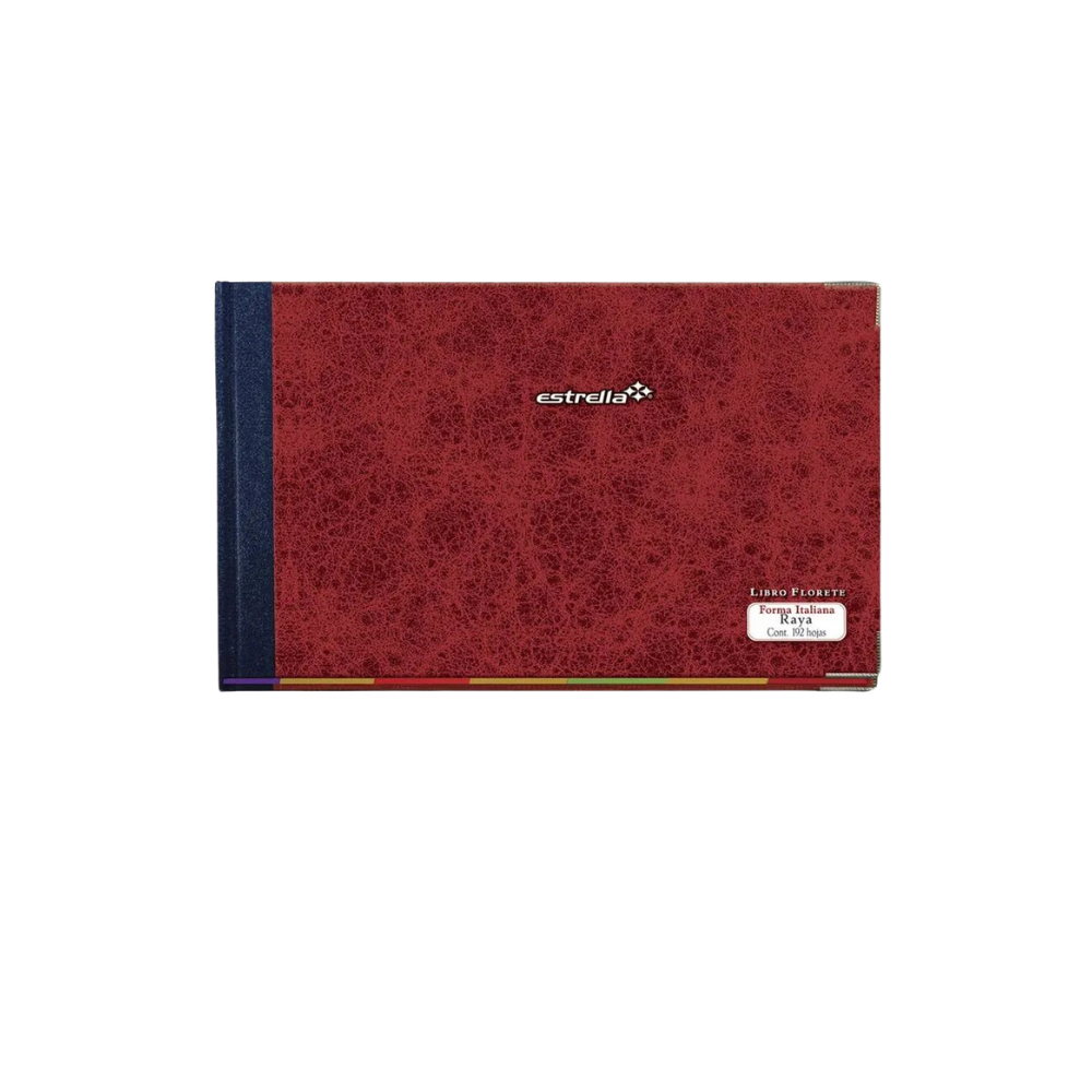 LIBRO FLORETE RAYADO MARCA ESTRELLA FORMA ITALIANA CON 192 HOJAS 1 PIEZA MEDIDAS 24 X 38.1 CM 0124
