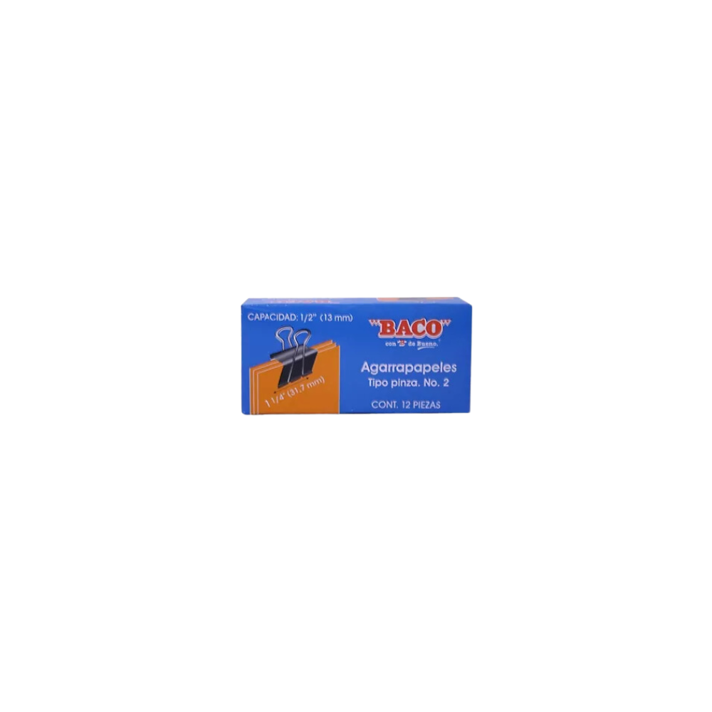 SUJETADOCUMENTOS MINI BACO PARA UN GROSOR APROXIMADO DE 13MM CAJA CON 12 PIEZAS PTBRB0003