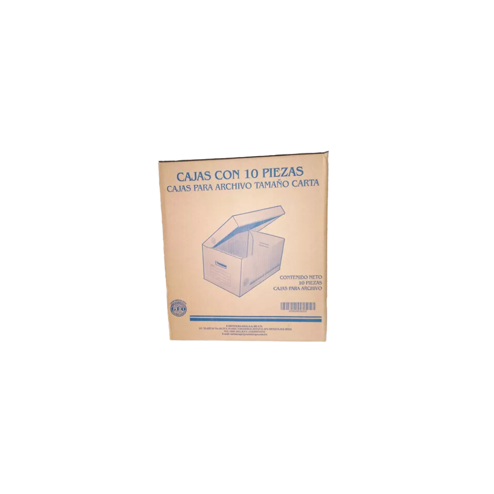 CAJA DE CARTÓN PARA ARCHIVO CON TAPA TAMAÑO CARTA GEO EMPAQUE CON 10 PIEZAS 1000125