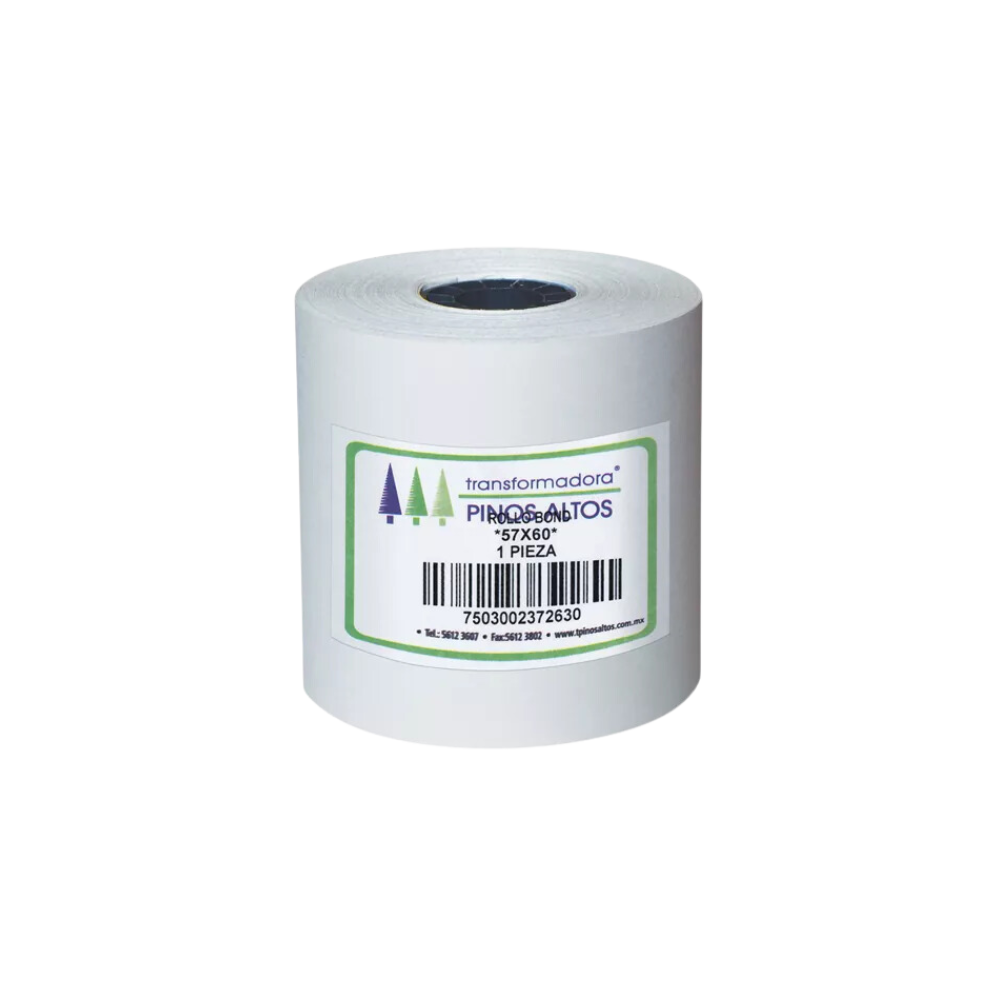 ROLLO PARA CALCULADORA BOND PINOS ALTOS BLANCO 57 MM X 60 MTS CAJA CON 50 PIEZAS RB5760