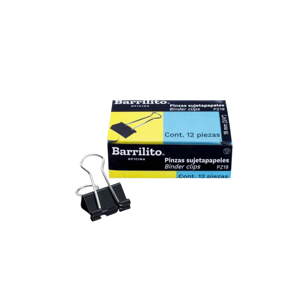 SUJETADOCUMENTOS CHICO BARRILITO CAPACIDAD DE HASTA 60 HOJAS CAJA CON 12 PIEZAS PZ19