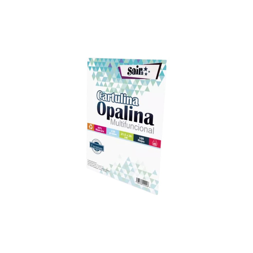 CARTULINA OPALINA BLANCO CARTA SAJOR 220GR PAQUETE CON 100 HOJAS 130501