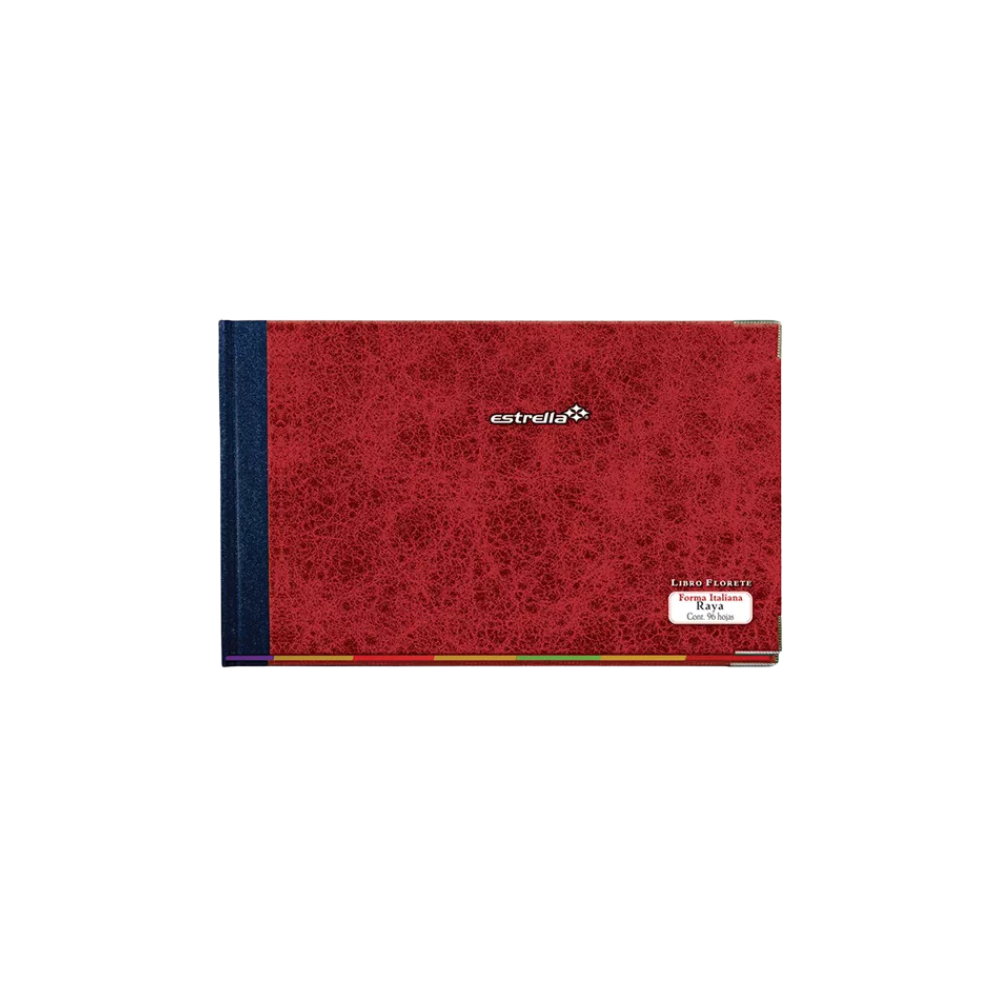 LIBRO FLORETE FORMA ITALIANA RAYADO MARCA ESTRELLA CON 96 HOJAS 1 PIEZA MEDIDAS 24 X 38.1 CM 0123