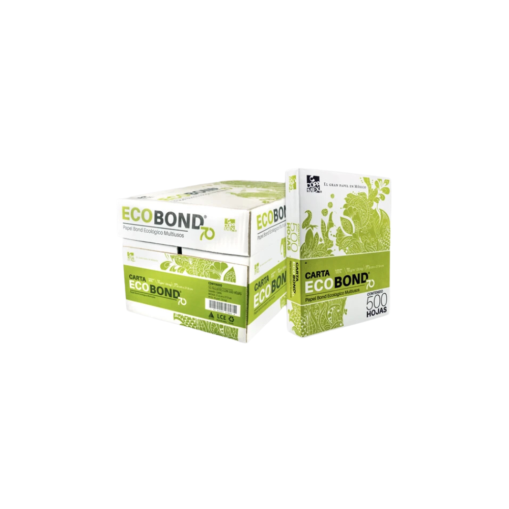 CAJA DE PAPEL BOND ECOLÓGICO BLANCO COPAMEX ECOBOND CARTA 5000 HOJAS 70GR/M2
