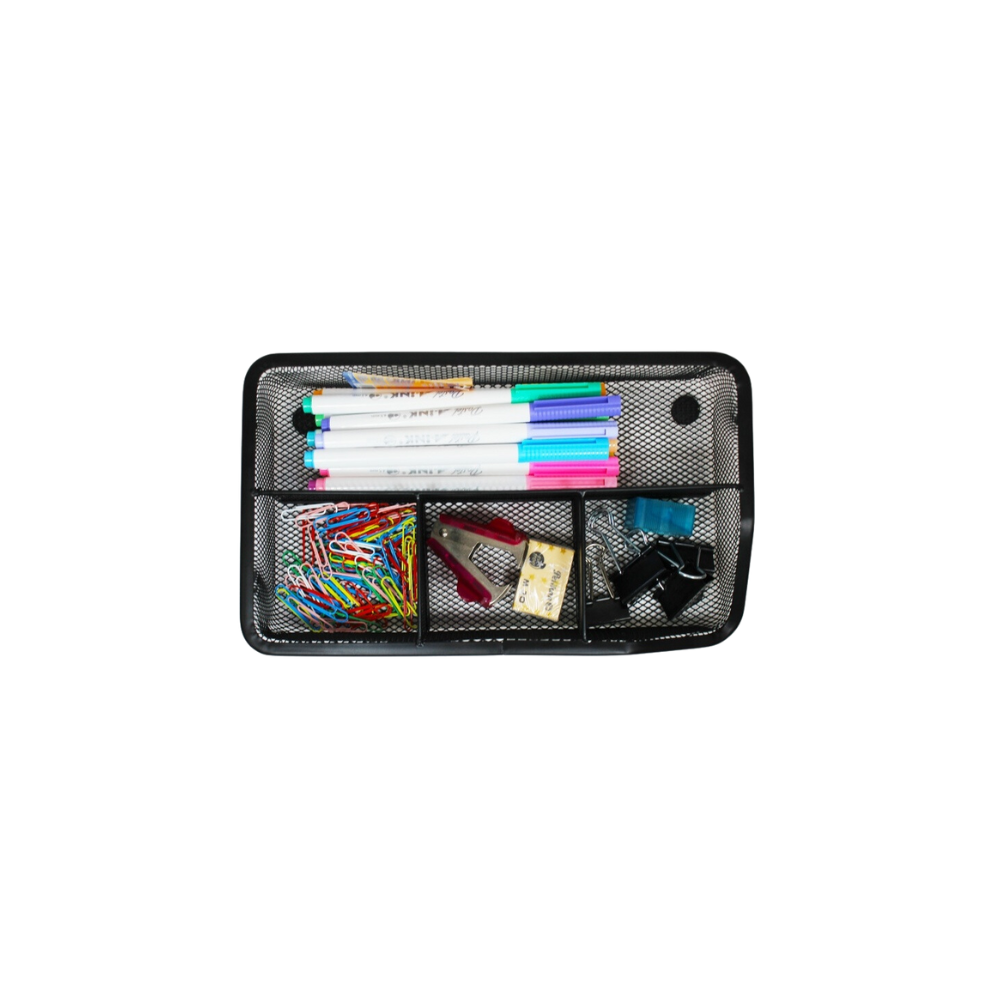 ORGANIZADOR DE ESCRITORIO RECTANGULAR NEGRO METAL MAE VARIAS DIVISIONES 27 X 16 X 4.6 CM ORM-4