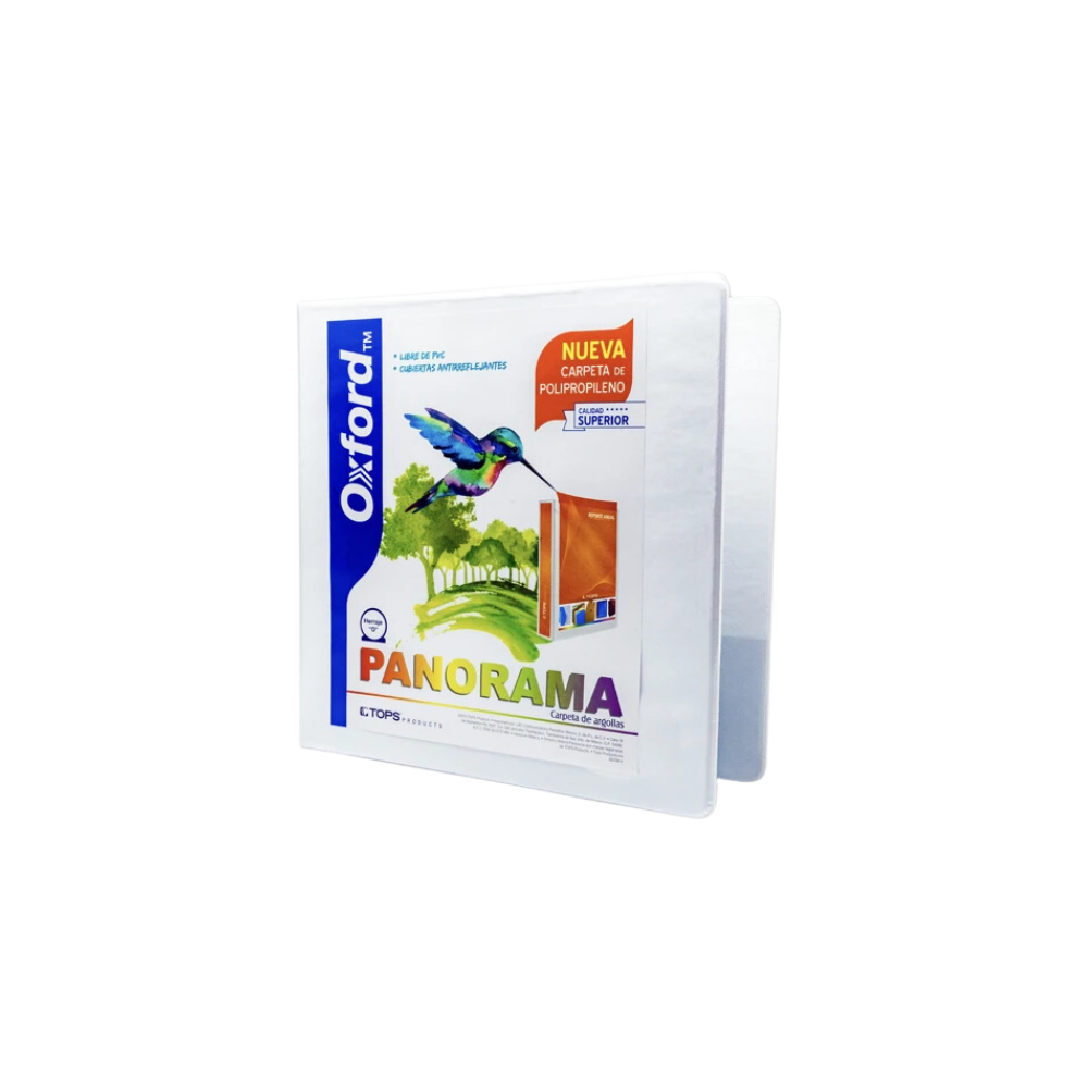 CARPETA DE CARTÓN PANORÁMICA BLANCA 2 PULGADAS OXFORD ARILLO EN O PARA 475 HOJAS TAMAÑO CARTA PP02004