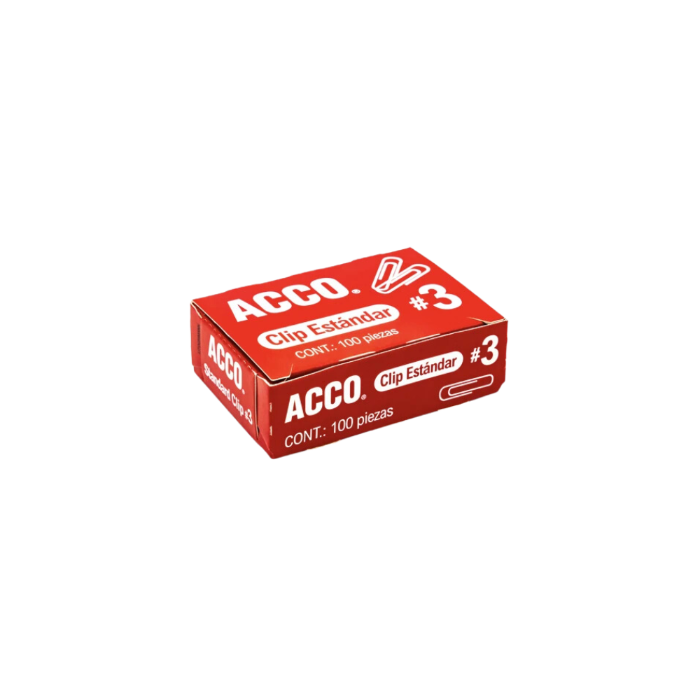 CLIP ESTÁNDAR NÚMERO 3 ACCO CAJA CON 100 CLIPS P1670