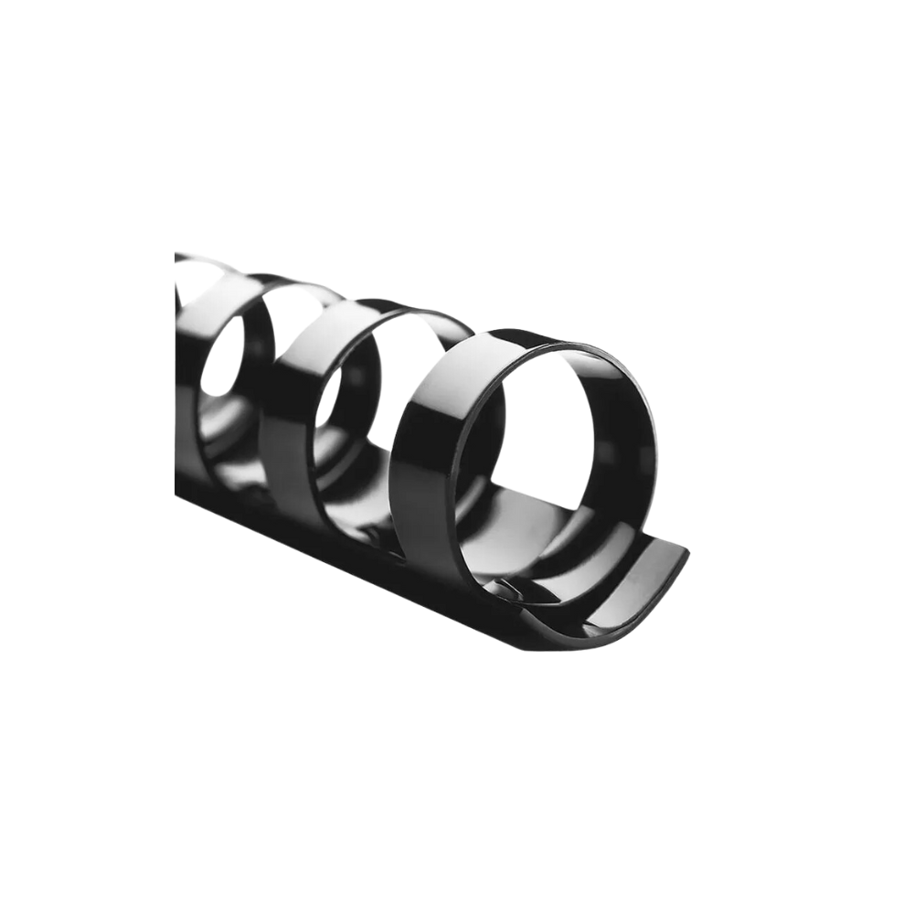 GUSANO DE PLÁSTICO COLOR NEGRO GBC DE 5/8 PULGADAS PARA 96 A 110 HOJAS PAQUETE CON 25 PIEZAS M080432