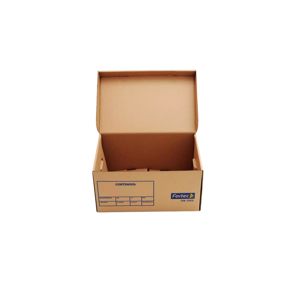 CAJA PARA ARCHIVO FORTEC TIPO BAÚL CON TAPA INTEGRADA DE CARTÓN TAMAÑO CARTA CAM-CARTA