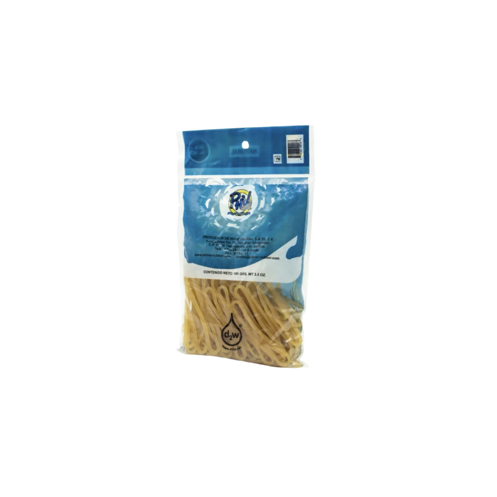 LIGAS DE HULE NATURAL VALMAR NO.18 COLOR BEIGE BOLSA CON 100GR 10018