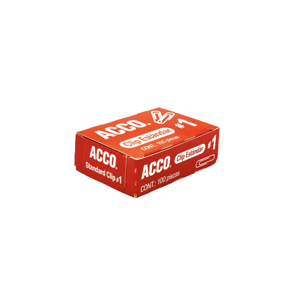 CLIP ESTÁNDAR NÚMERO 1 ACCO CAJA CON 100 PIEZAS P1650