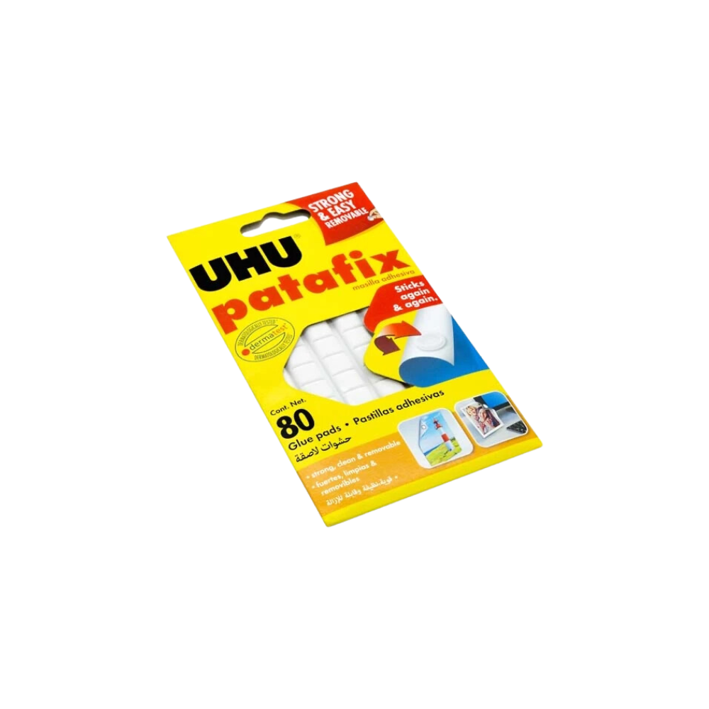 CUADROS ADHESIVOS REUSABLES MARCA UHU BLANCOS 80 PASTILLAS POR PAQUETE 9U 39125
