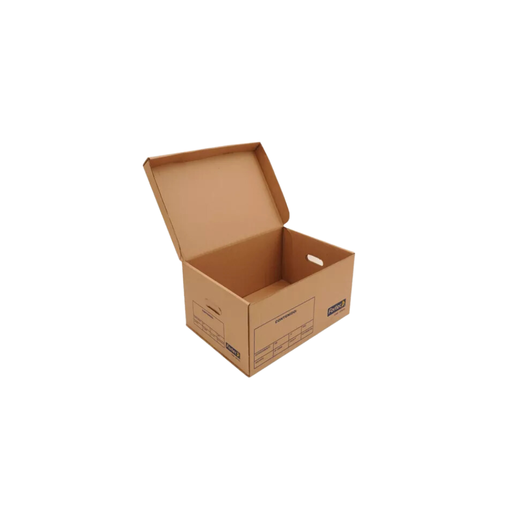 CAJA PARA ARCHIVO FORTEC TIPO BAÚL CON TAPA INTEGRADA DE CARTÓN TAMAÑO OFICIO CAM-OFICIO