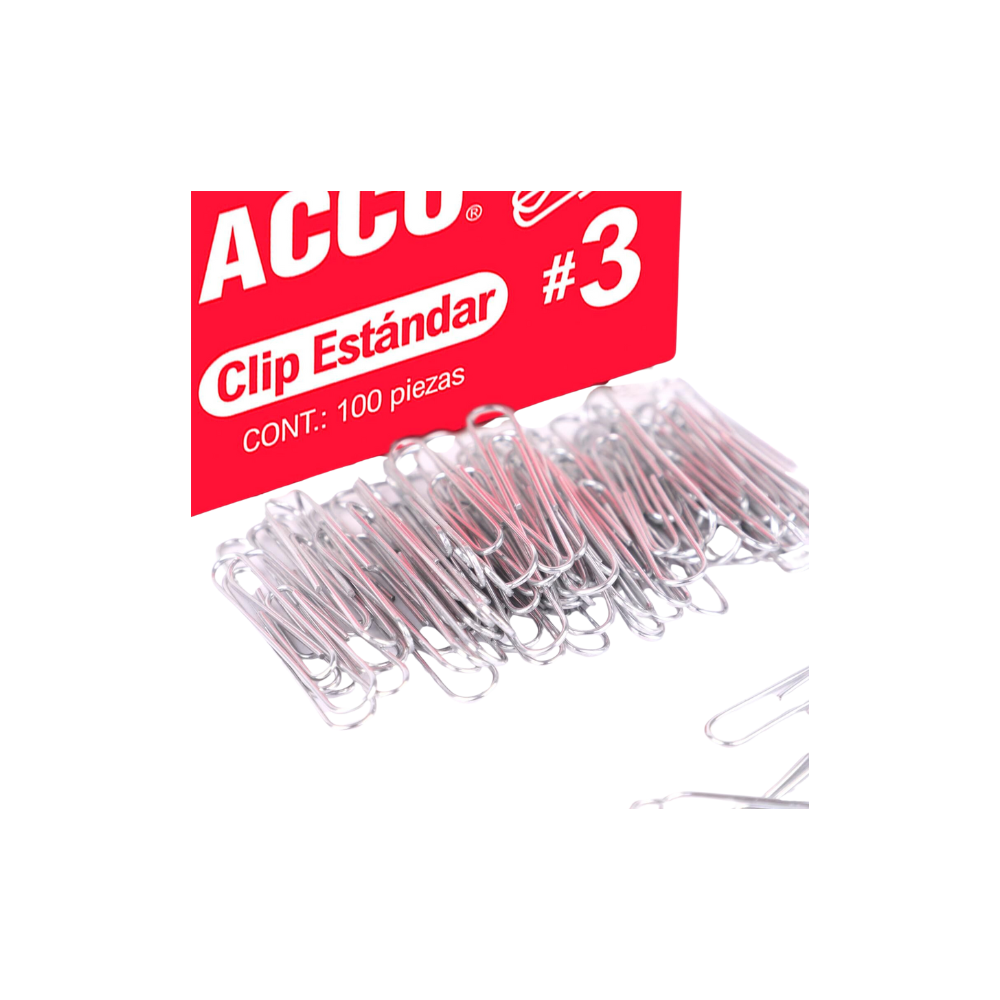 CLIP ESTÁNDAR NÚMERO 3 ACCO CAJA CON 100 CLIPS P1670