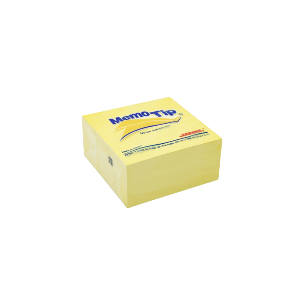 NOTA ADHESIVA REMOVIBLE JANEL MEMOTIP COLOR AMARILLO FORMA CUADRADA 400 HOJAS 6560303204