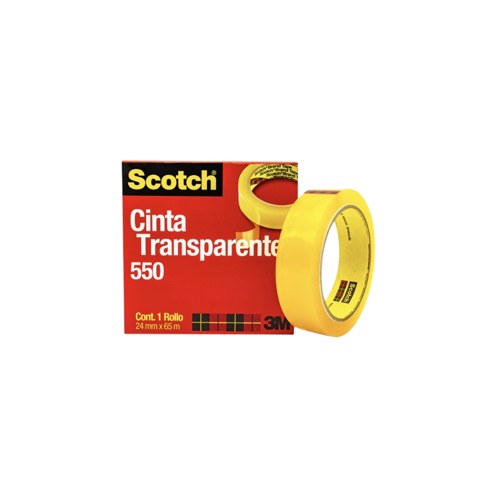 CINTA ADHESIVA CORTE FÁCIL SCOTCH 550 TRANSPARENTE DE 24 MM X 65 M 1 PZA 70071085917