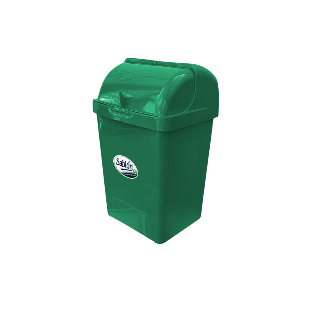BOTE DE BASURA DE 30 LITROS CON TAPA TIPO CORTINA 8043VD
