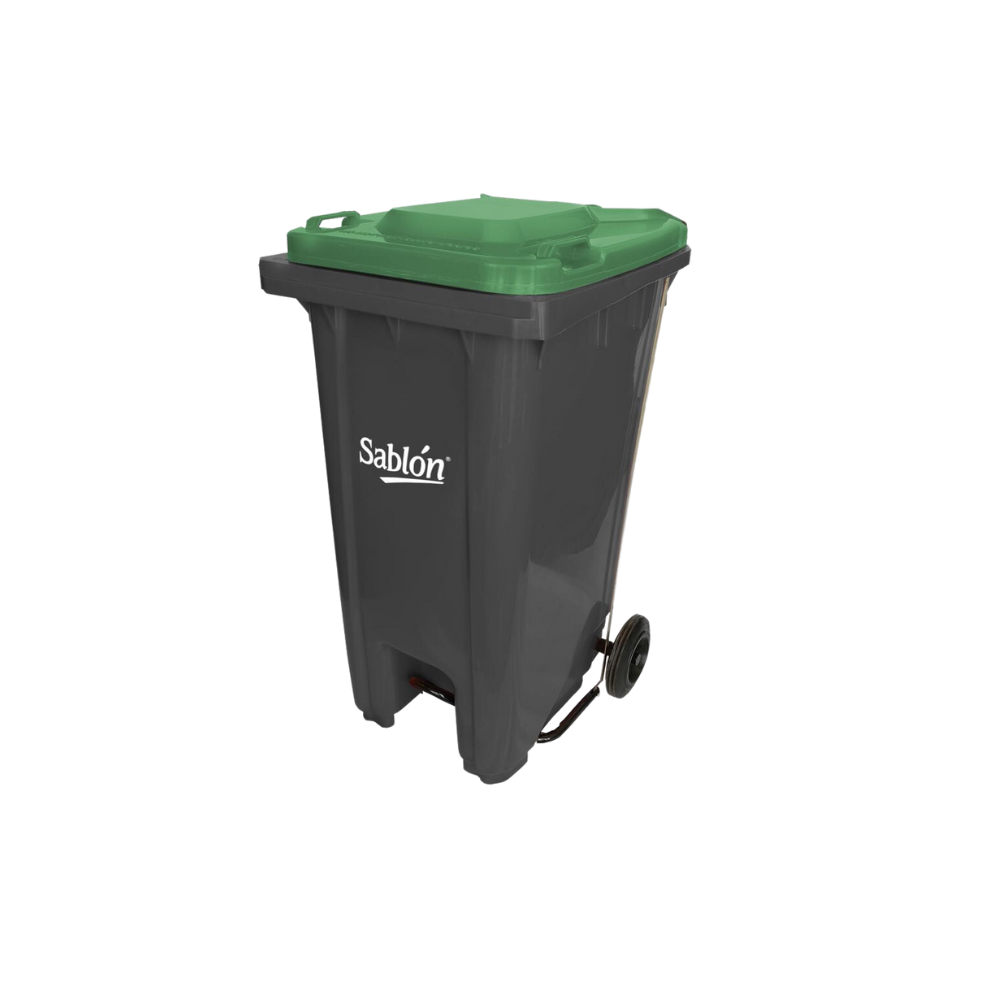 CONTENEDOR DE BASURA 240 L CON PEDAL CUERPO GRIS Y TAPAS DE COLOR