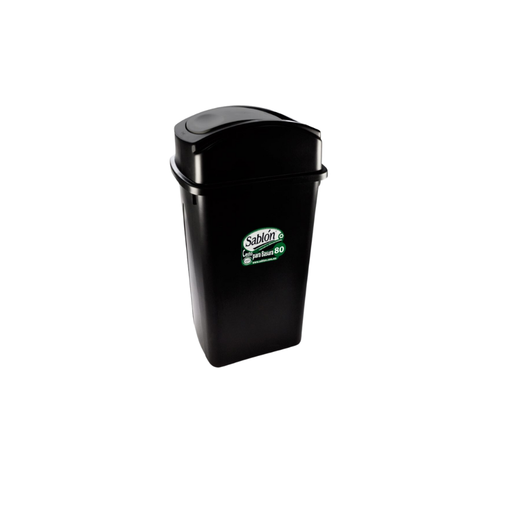 BOTE DE BASURA COLOR NEGRO 80 LITROS CON TAPA BALANCÍN LATERAL 8434GR