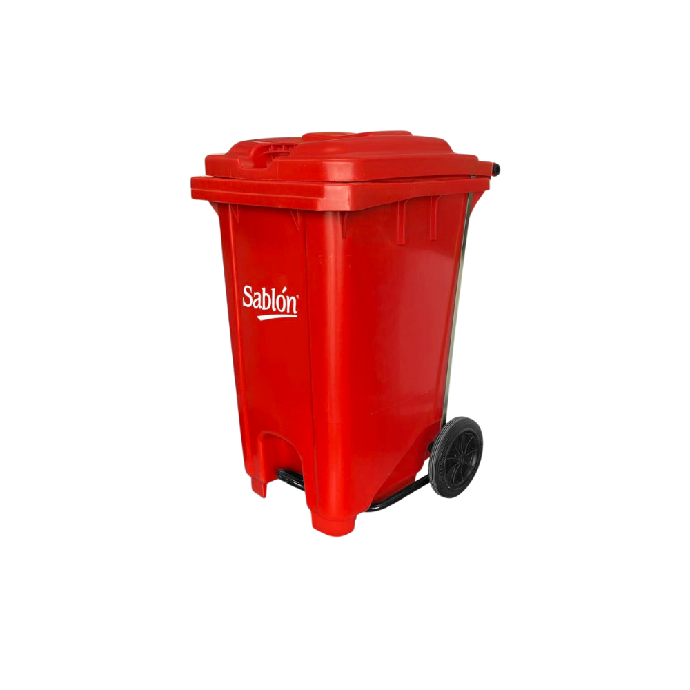 BOTE DE BASURA DE 80 LITROS CON PEDAL Y CON RUEDAS 8604GR