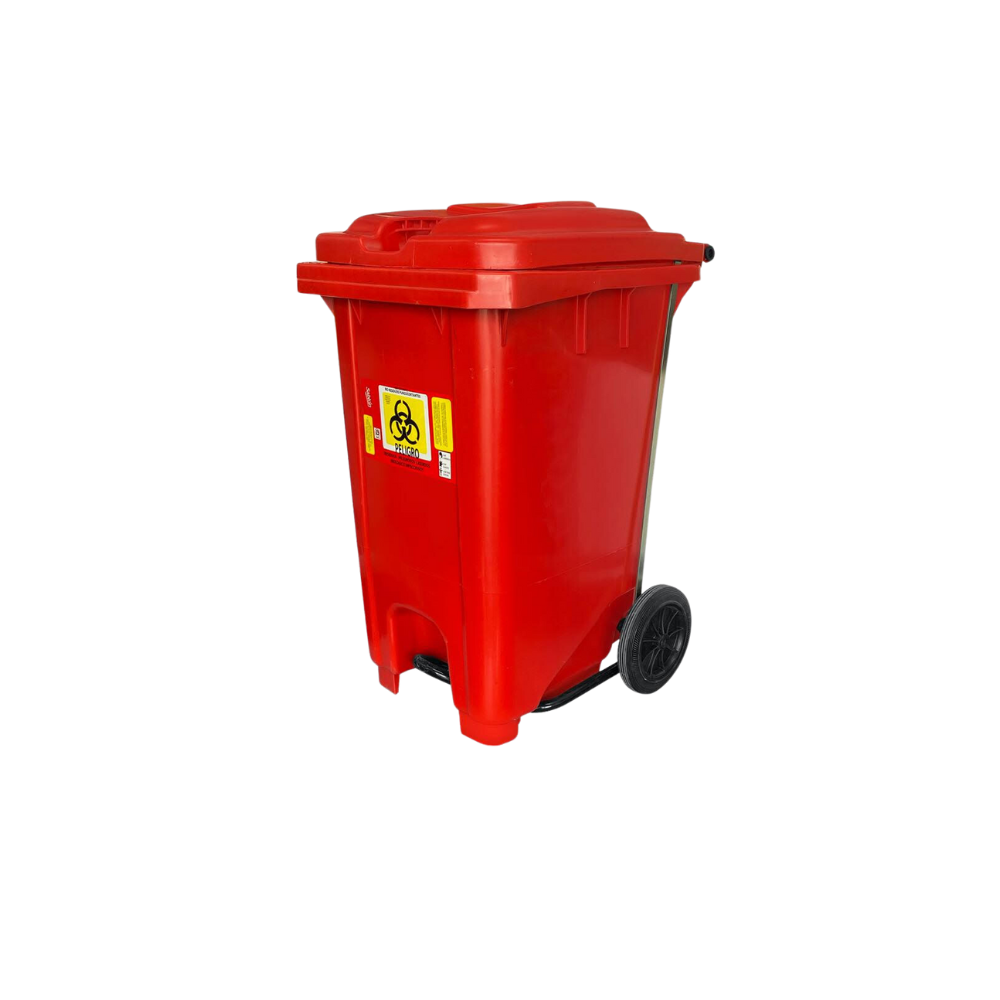 BOTE DE BASURA DE 80 LITROS CON PEDAL Y CON RUEDAS CON IMPRESIÓN RPBI 8609RPBI