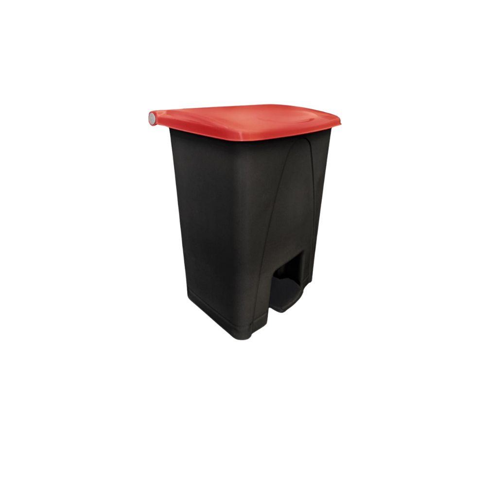 CESTO PARA BASURA CON PEDAL 80 LITROS COLOR NEGRO CON TAPAS DE COLOR 8743AM