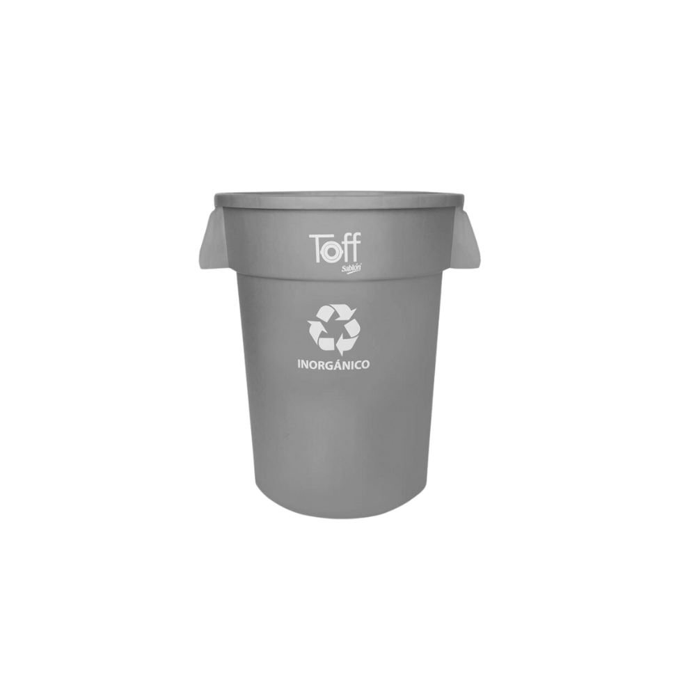 CONTENEDOR DE BASURA TOFF 120 LITROS CON IMPRESO ORGÁNICO O INORGÁNICO SKU 9196OR