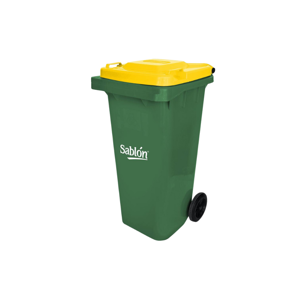 CONTENEDORES DE BASURA 120 LITROS CON CUERPO VERDE Y VARIEDAD DE TAPAS DE COLOR 9248NA