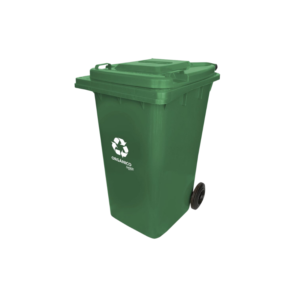 CONTENEDOR PARA BASURA 240 LITROS SIN PEDAL CON INSERTO ORGÁNICO, INORGÁNICO, RPBI. 9317IN