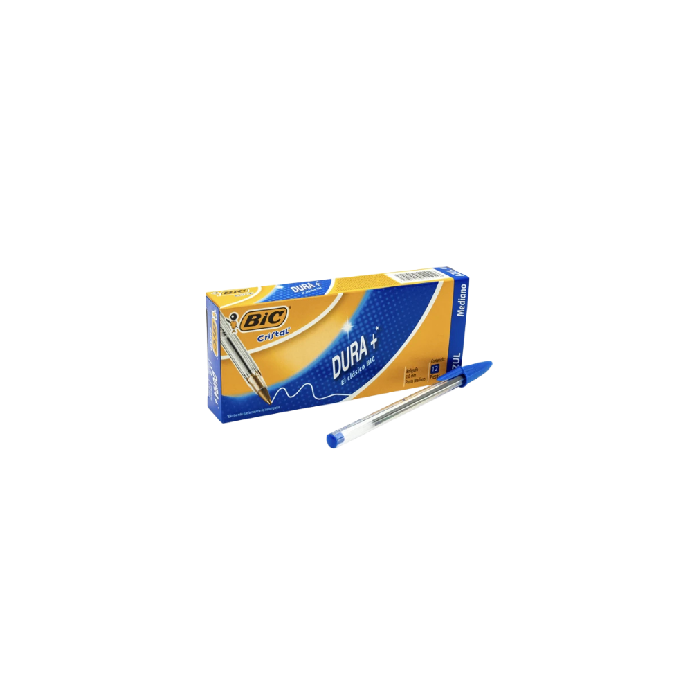 BOLÍGRAFO BIC CRISTAL COLOR AZUL PUNTO MEDIANO 12 PIEZAS 7501014511016