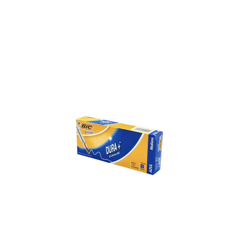 BOLÍGRAFO BIC CRISTAL COLOR AZUL PUNTO MEDIANO 12 PIEZAS 7501014511016