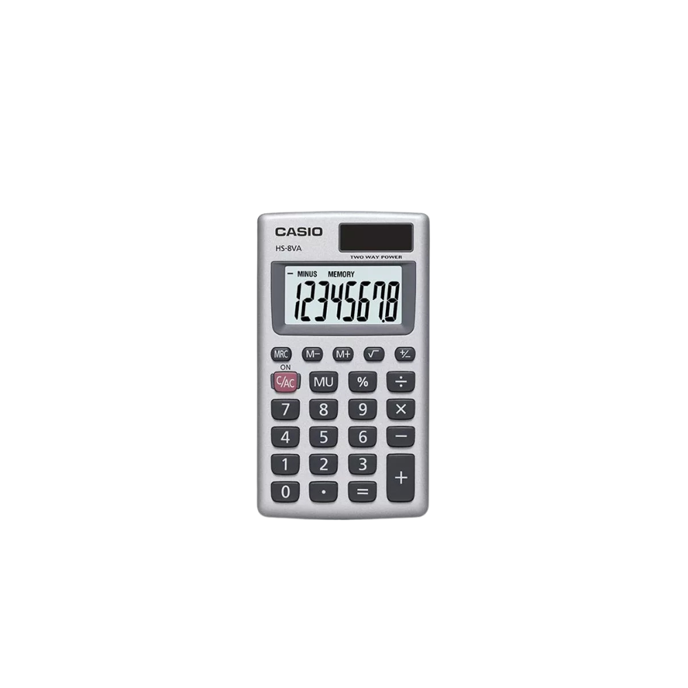 CALCULADORA DE BOLSILLO CASIO HS-8VA-S-MH DE 8 DÍGITOS