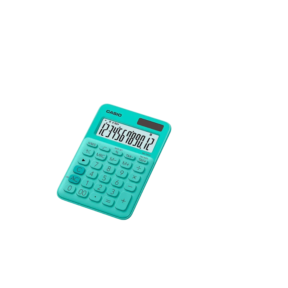 CALCULADORA SEMI ESCRITORIO CASIO DE 12 DÍGITOS MS-20UC-GN-S-EC