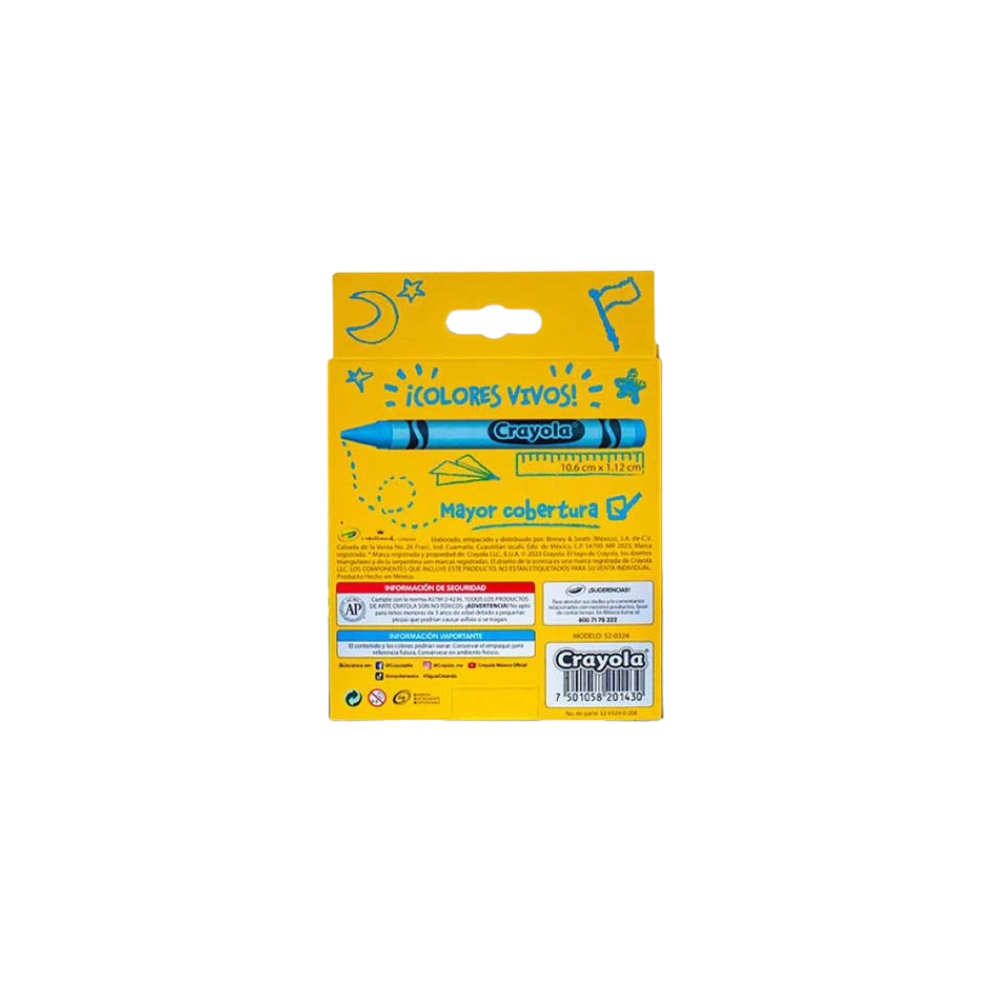 CRAYONES JUMBO CRAYOLA COLOR SURTIDO CAJA CON 24 PIEZAS 520324