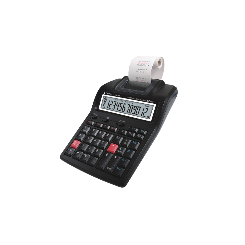 CALCULADORA SUMADORA NEXTEP CON IMPRESORA 2 COLORES 12 DÍGITOS NE-195