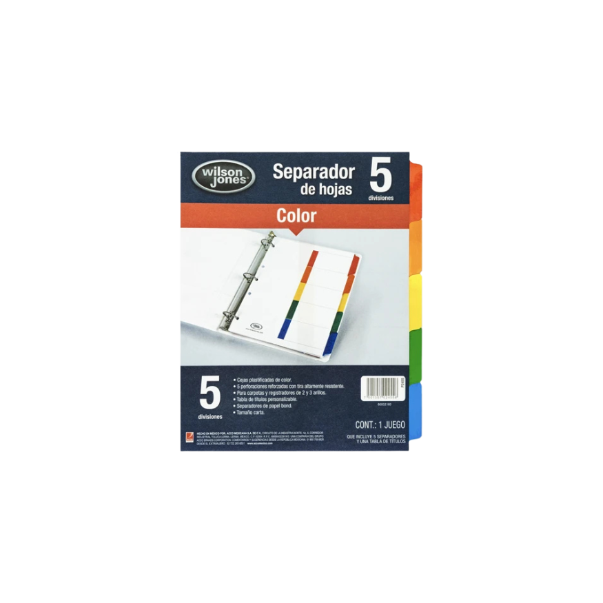 SEPARADOR WILSON JONES CON 5 DIVISIONES P2455