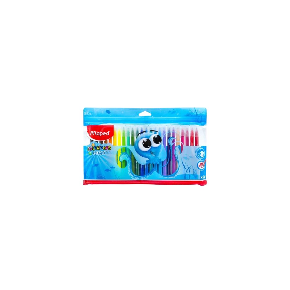 PLUMÓN OCEAN MAPED COLORES BRILLANTES 1 BOLSA CON 24 PIEZAS 845924