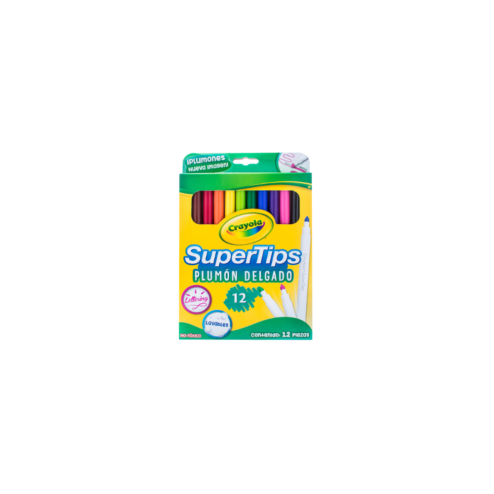 PLUMÓN CRAYOLA PLUMÓN DELGADO LAVABLE TIPO DE PUNTA FINA 12 PIEZAS 580912