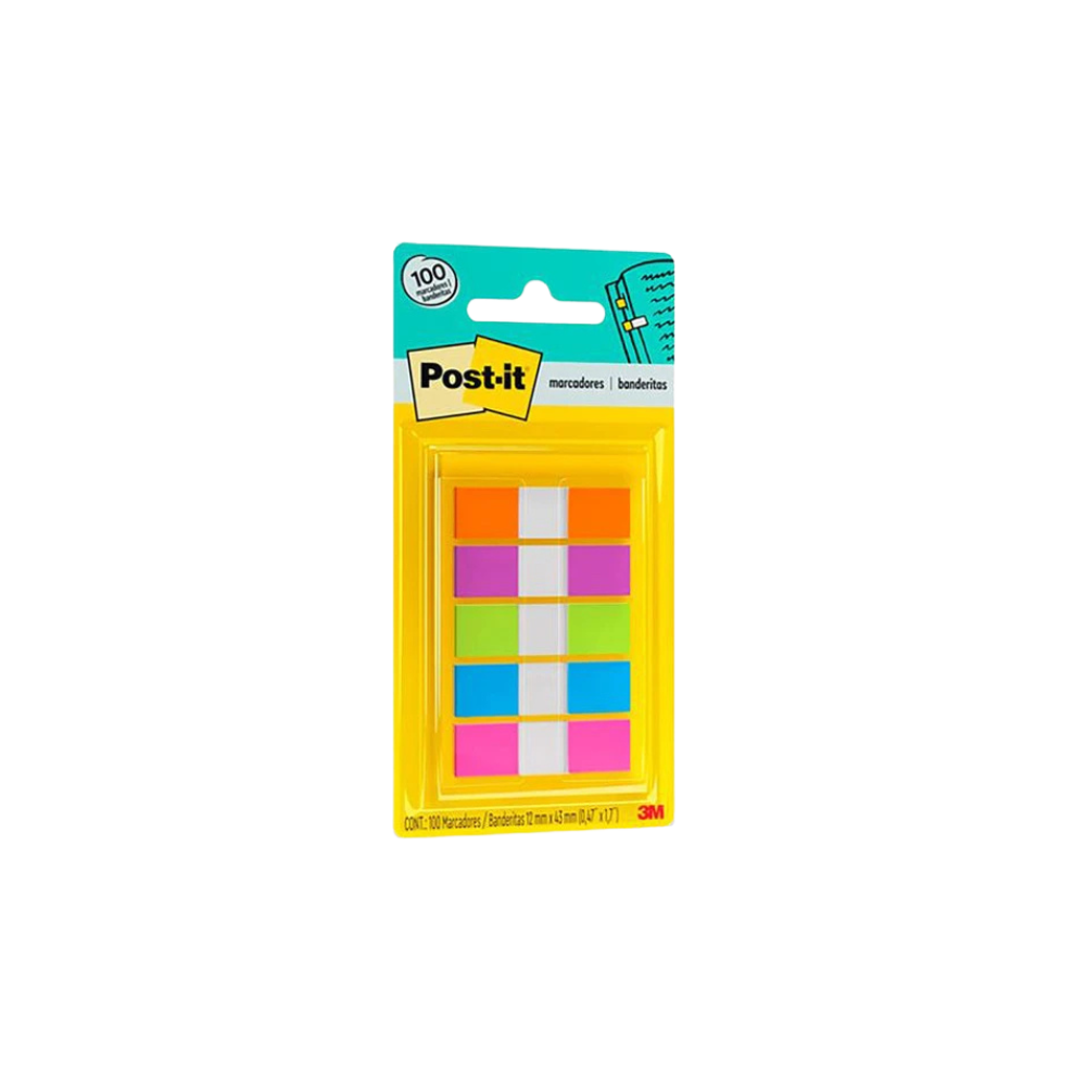 NOTA ADHESIVA BANDERITAS BANDERA COLOR NEÓN 683 5CB POST IT 100 HOJAS 0.47X1.7 70005293702