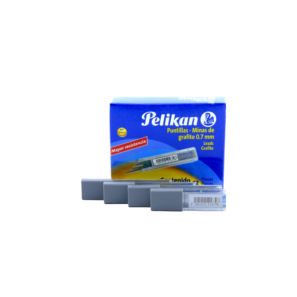 PUNTILLAS PELIKAN DE GRAFITO NUMERO 0.7 MM 12 TUBOS CON 12 PUNTILLAS 30032100